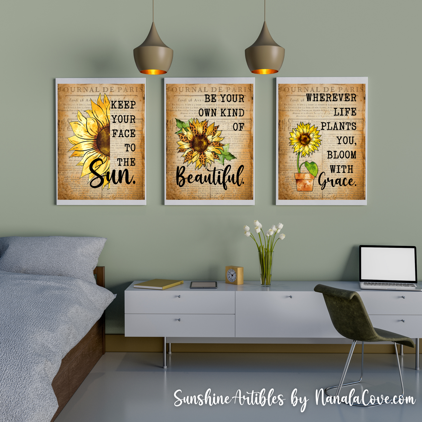 Vintage Sunflower Quotes Wall Art
