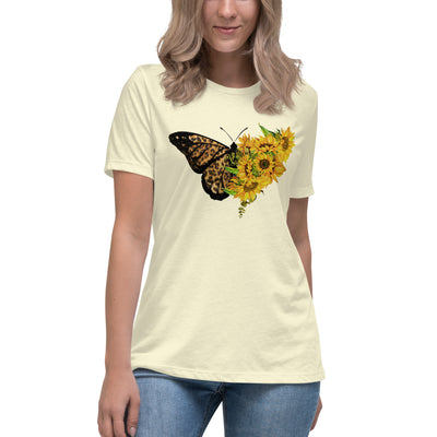 Women's Relaxed T-Shirt "Sunflower Leopard Butterfly"
