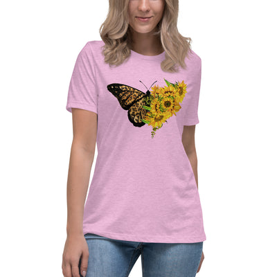 Women's Relaxed T-Shirt "Sunflower Leopard Butterfly"