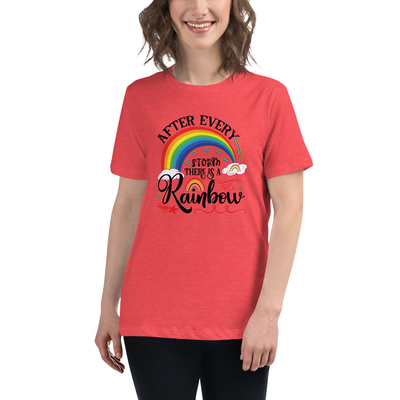 "Nach jedem Sturm ist ein Regenbogen" Frauen-T-Shirt mit V-Ausschnitt