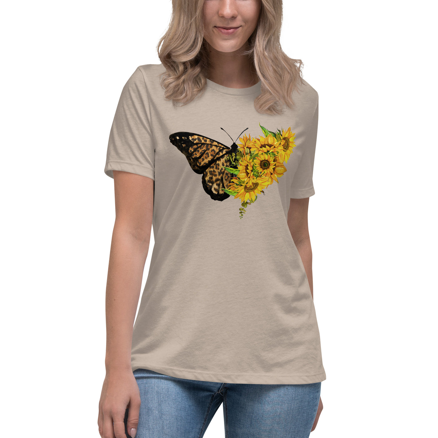 Damen Relaxed T-Shirt "Sunflower Leopard Butterfly"